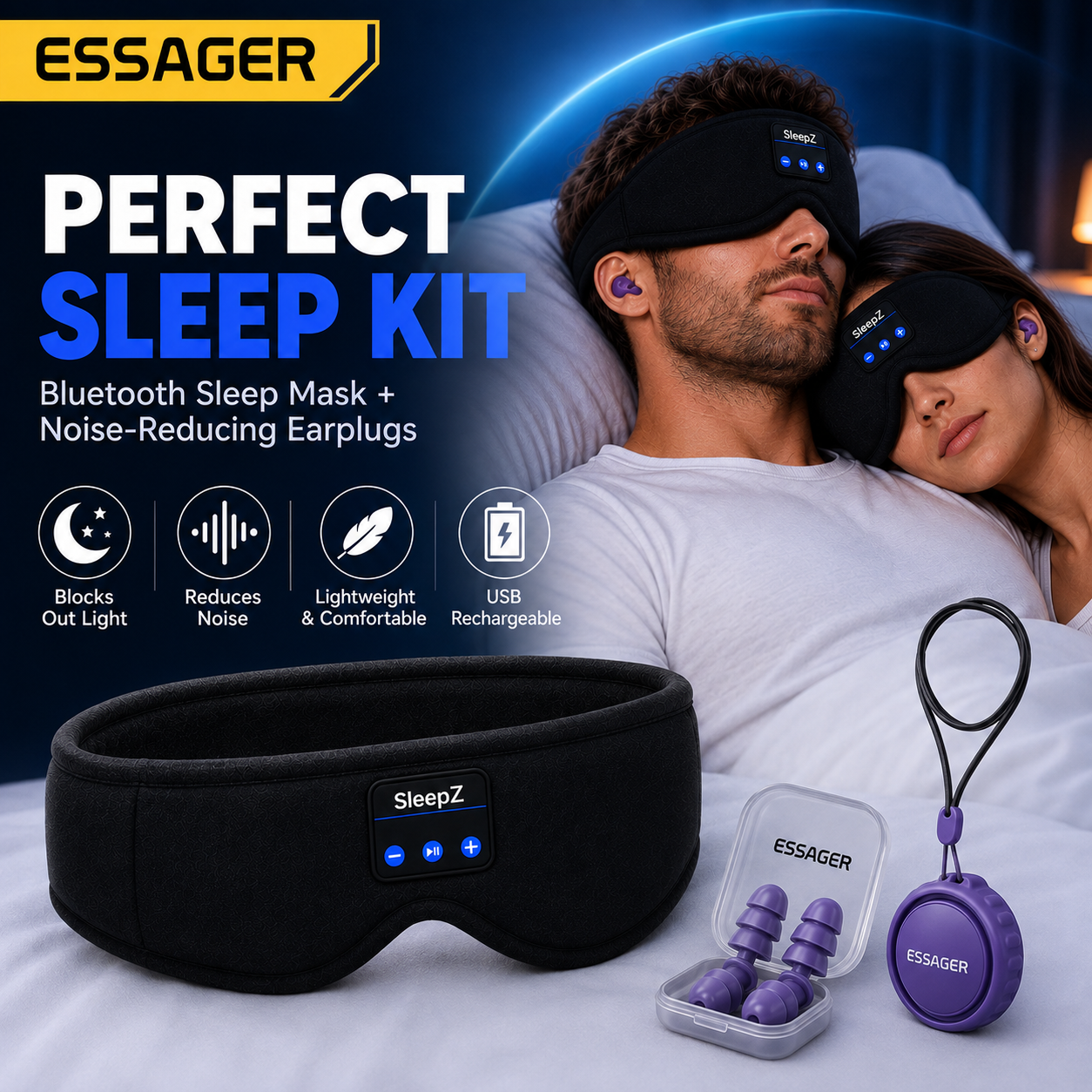 Perfect Night Kit — Sleep Mask + Noise-Canceling Earplugs