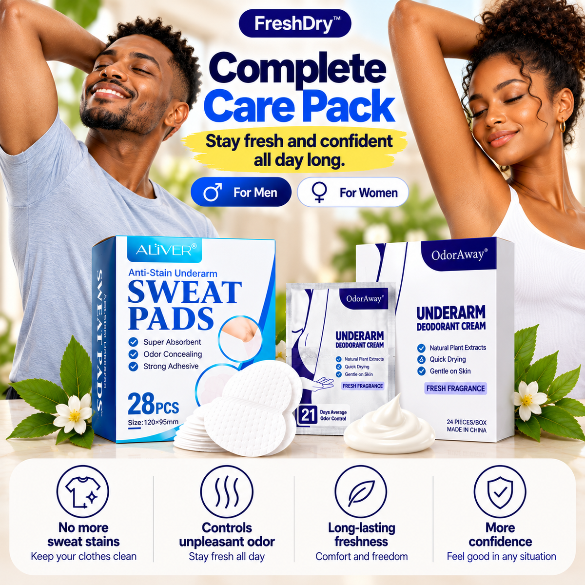 FreshDry™ — Anti-Sweat Hygiene Pack | The complete routine to prevent sweat stains and reduce odor
