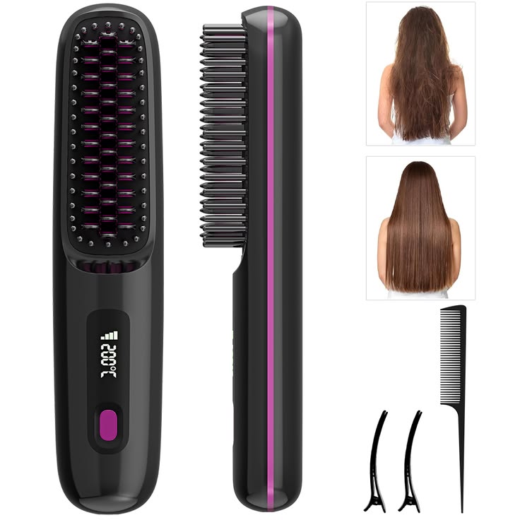 LissBrush Pro™ – Cordless Heated Straightening Brush