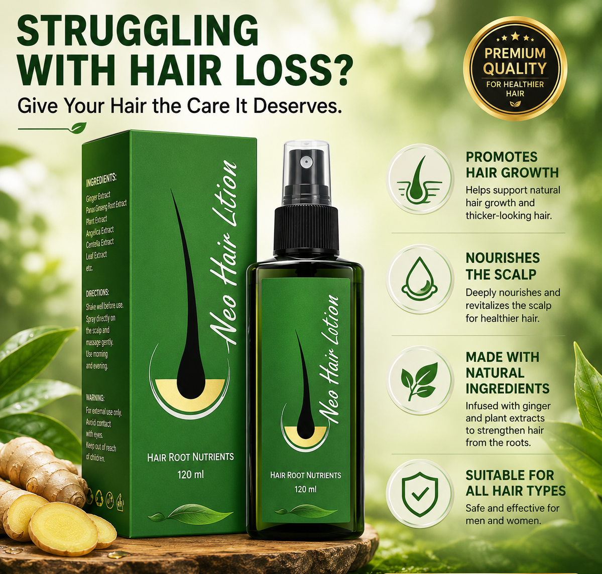 Natural Growth Oil Serum with Ginger Root